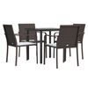 vidaXL Garden Dining Set Brown PE Rattan 5 Piece Set Seats Many