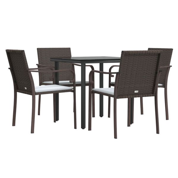 vidaXL Garden Dining Set Brown PE Rattan 5 Piece Set Seats Many