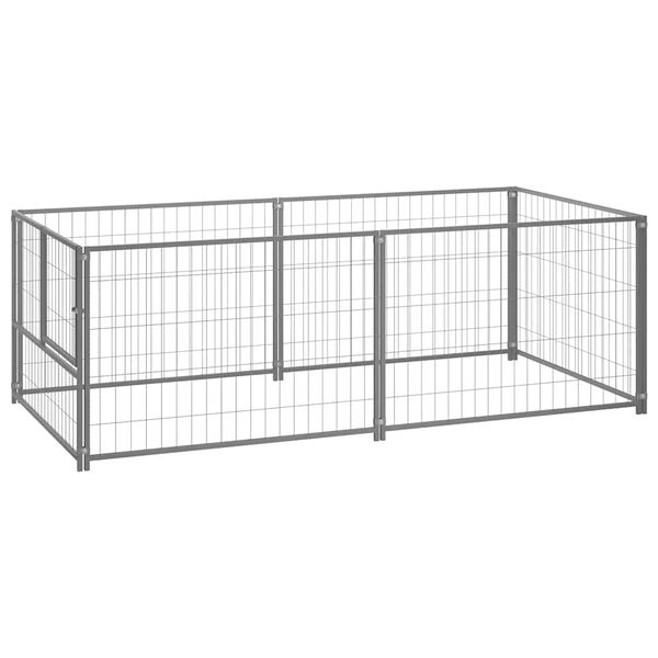 vidaXL Dog Kennel Silver Steel 79 x 39.4 x 27.6 in Durable Dog Kennel