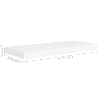 vidaXL Floating Wall Shelves 2 pcs White 23.6"x9.3"x1.5" MDF