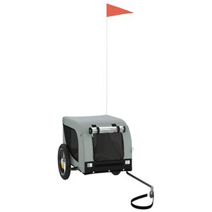 vidaXL Pet Bike Trailer Grey and Black Oxford Fabric, Iron, PVC Medium