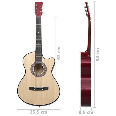 vidaXL Western Acoustic Cutaway Guitar with 6 Strings 38" Basswood