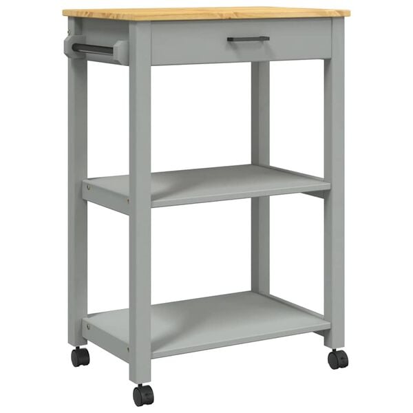 vidaXL Kitchen Trolley MONZA 23.6"x15.7"x34.8" Solid Wood Pine
