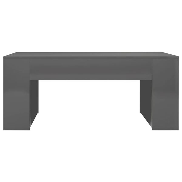 vidaXL Coffee Table High gloss grey Engineered wood 39.4x23.6x16.5 in