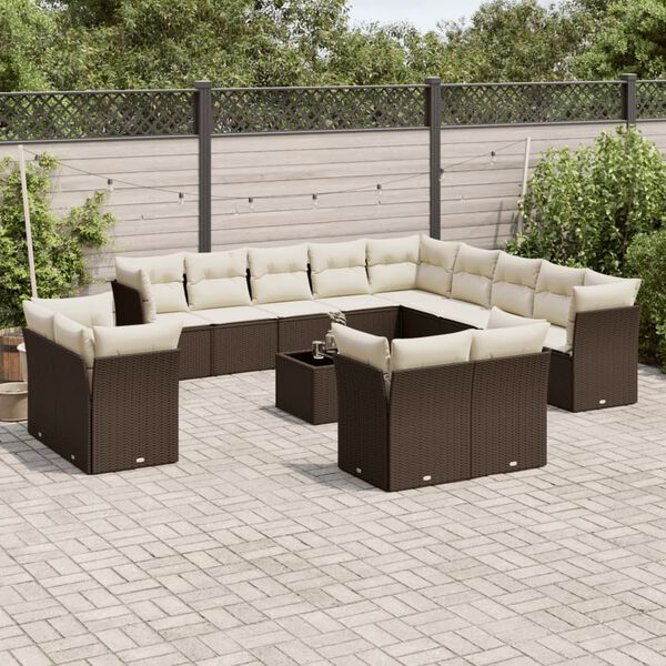 vidaXL Garden Sofa Set Brown