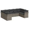 vidaXL Garden Sofa Set Grey PE Rattan, Powder-Coated Steel, Polyester, Foam