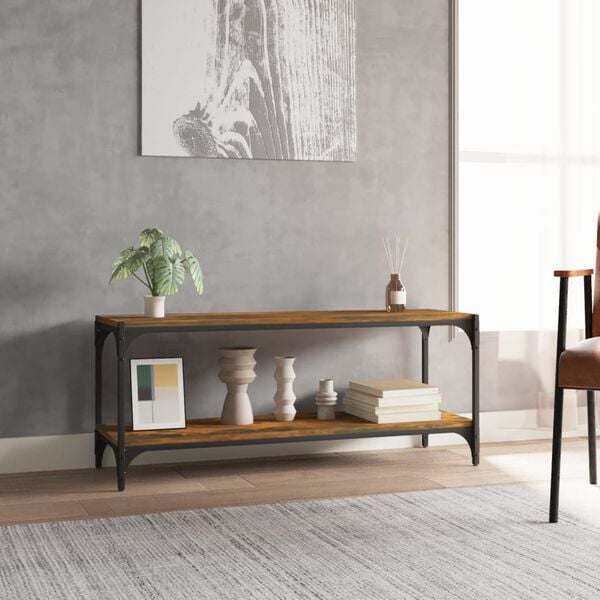 vidaXL TV Cabinet Smoked oak Engineered wood, steel