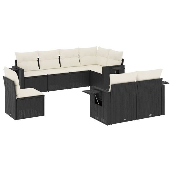 vidaXL Garden Sofa Set Black, Cream White
