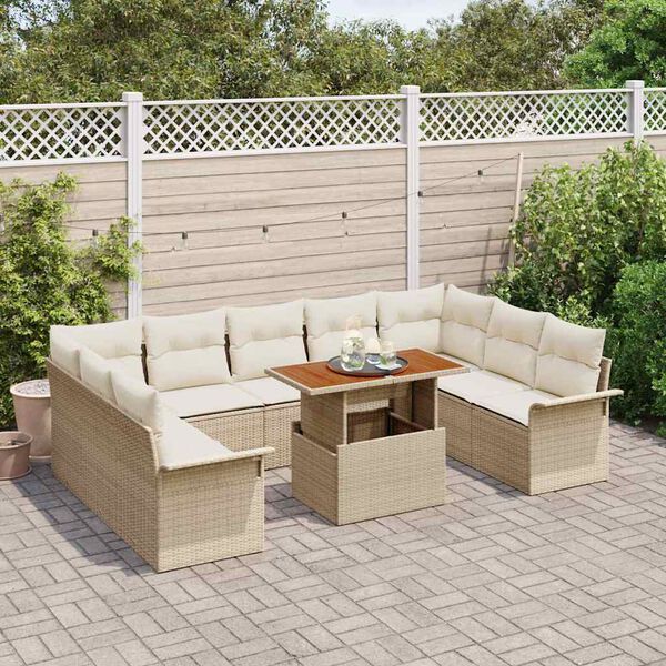 vidaXL Garden Sofa Set with Cushion 10 pcs beige and cream