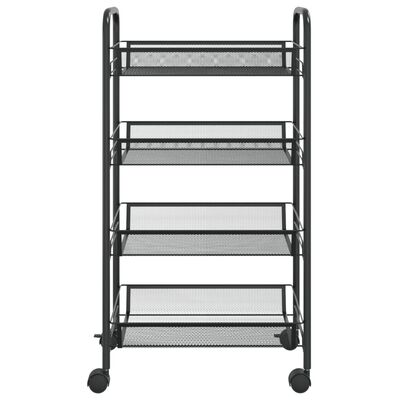 vidaXL 4-Tier Kitchen Trolley Black 18.1"x10.2"x33.5" Iron