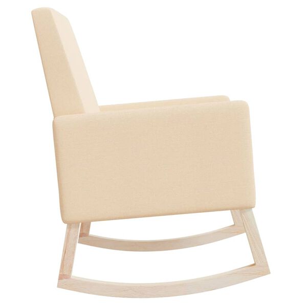 vidaXL Rocking Chair Cream 100% polyester, solid rubber wood, plywood
