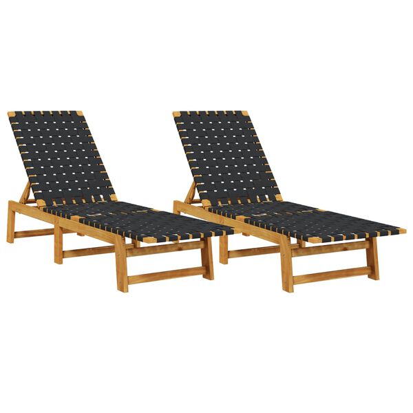vidaXL Sun Lounger Set of 2 Black and Brown 100% Olefin Standard
