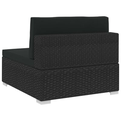 vidaXL 3 Piece Patio Sofa Set with Cushions Poly Rattan Black