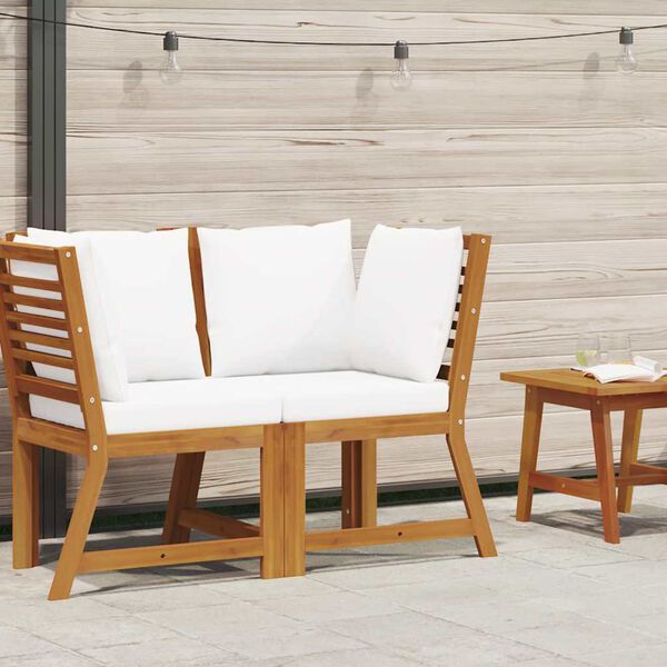 vidaXL Sectional Corner Sofa Cream Solid Acacia wood Compact