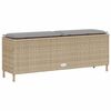 vidaXL Patio Bench with Cushion Beige 43.3x11.8x15.9" Poly Rattan