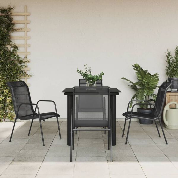 vidaXL Garden Dining Set Black and Dark Grey