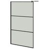 vidaXL Walk-in Shower Wall with Shelf Black 45.3"x76.8" ESG Glass&Aluminum