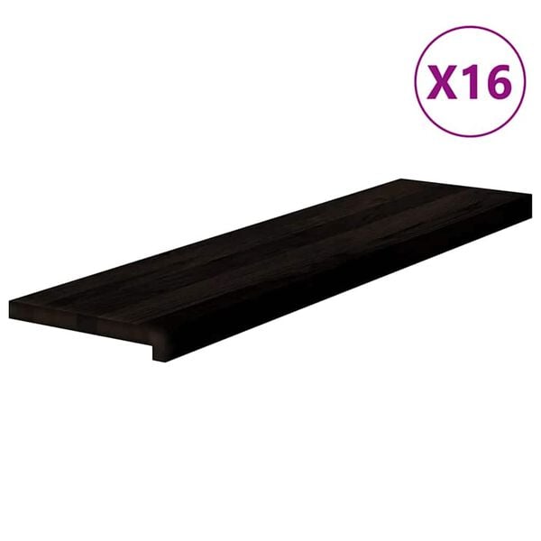 vidaXL Stair Tread Set of 16 Dark brown Solid oak wood