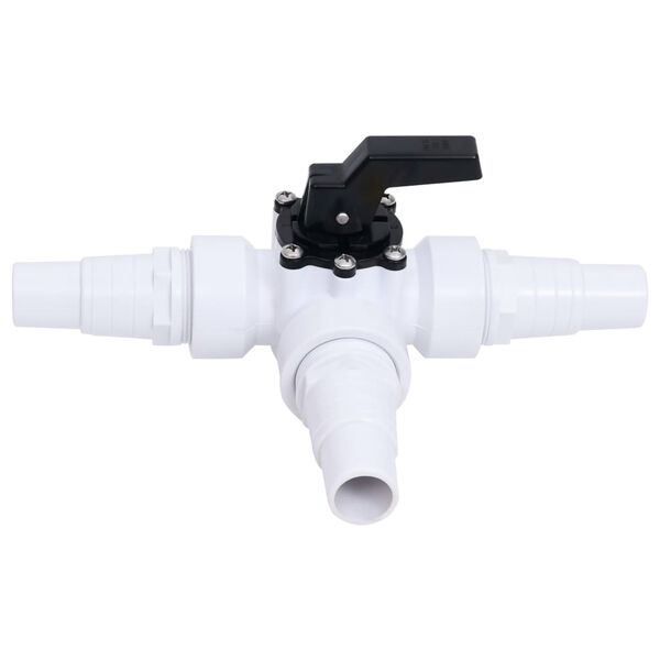 vidaXL 3-way Ball Valve White and Black Plastic 3-Way Ball Valve Other