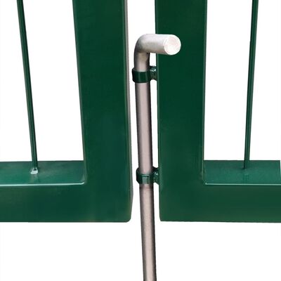 vidaXL Garden Fence Gate with Posts 137.8"x55.1" Steel Green