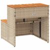 vidaXL Hot Tub Step Beige PE Rattan, Powder-Coated Steel, Solid Acacia Wood