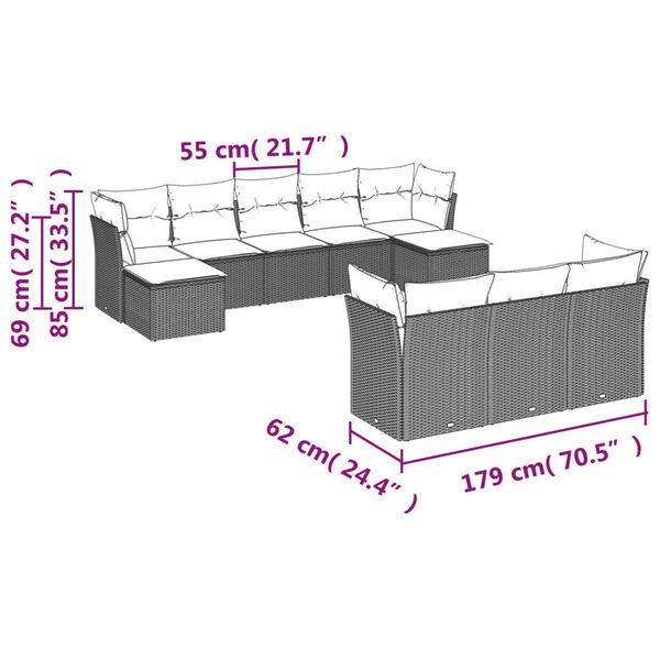 vidaXL Garden Sofa Set Black