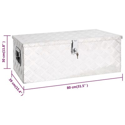 vidaXL Storage Box Silver 31.5"x15.4"x11.8" Aluminum