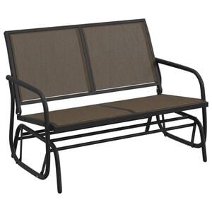vidaXL Garden Glider Bench Brown Textilene fabric and Steel Medium