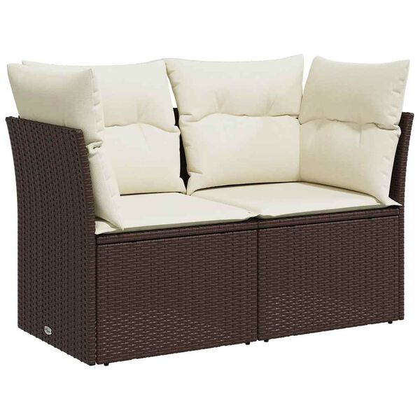 vidaXL Garden Sofa Brown Poly Rattan Medium Adjustable Feet