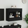 vidaXL TV Wall Cabinet Black Engineered wood and glass Medium