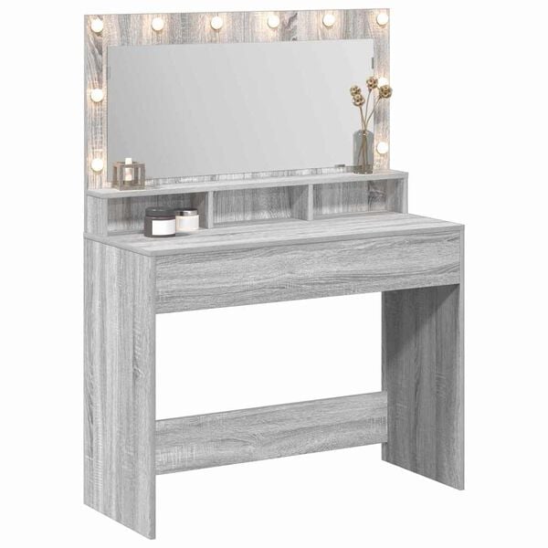 vidaXL Dressing Table with Shelf Grey Sonoma 39.37 x 16.14 x 53.15 in