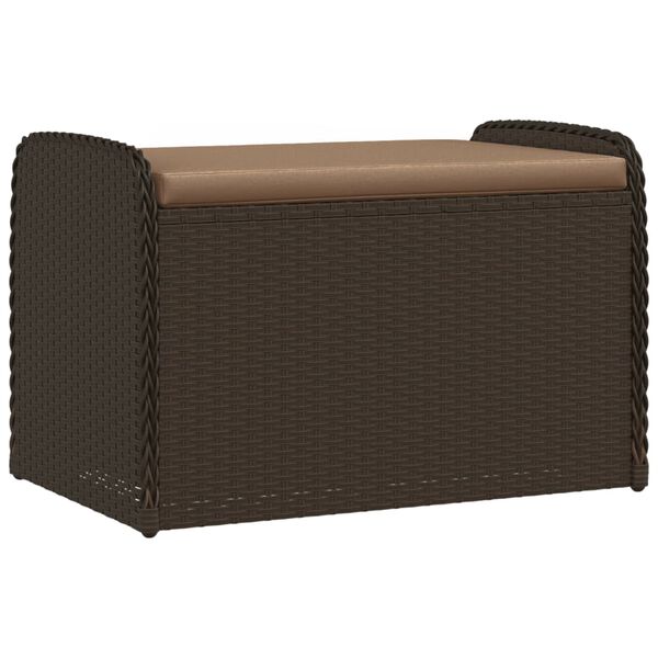 vidaXL Storage Bench Brown PE Rattan Standard Storage Bench