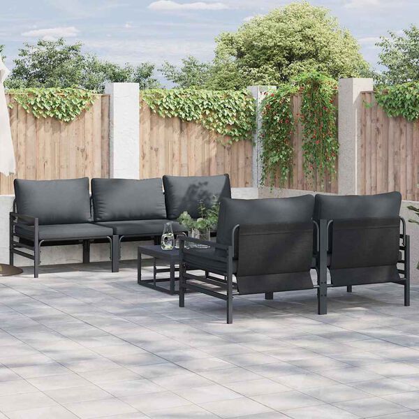 vidaXL Garden Sofa Set with Cushion 6 pcs Anthracite Steel & fabric