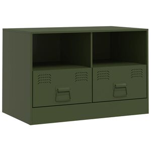 vidaXL TV Cabinet Olive Green Cold-rolled Steel 26.4 x 15.4 x 17.3 in