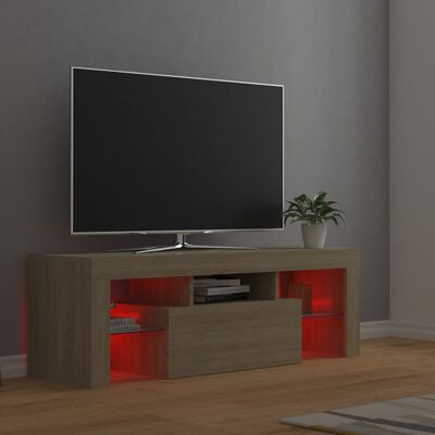 vidaXL TV Cabinet with LED Lights Sonoma Oak 47.2"x13.8"x15.7"