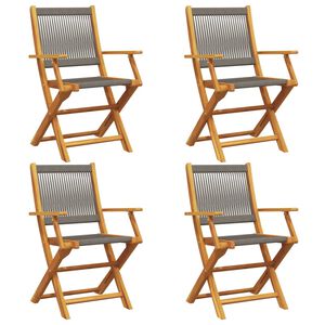 vidaXL Garden Chair Set of 4 Gray Solid acacia wood and polypropylene