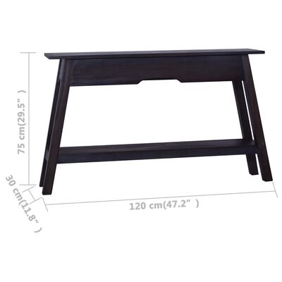 vidaXL Console Table Black 47.2"x11.8"x29.5" Solid Mahogany Wood