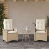 vidaXL Reclining Garden Chair Set of 2 Beige PE Rattan and Steel
