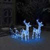 vidaXL Reindeers & Sleigh Christmas Decoration 160 LEDs 51.2" Acrylic