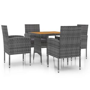 vidaXL Outdoor Dining Set Grey PE rattan Medium Durable