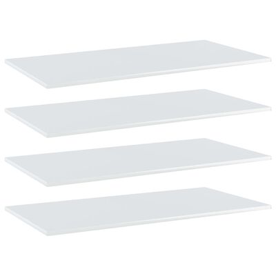 vidaXL Bookshelf Boards 4 pcs High Gloss White 39.4"x19.7"x0.6" Chipboard