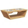vidaXL Raised Dog Bowl Clear Bamboo and Stainless Steel Medium Durable
