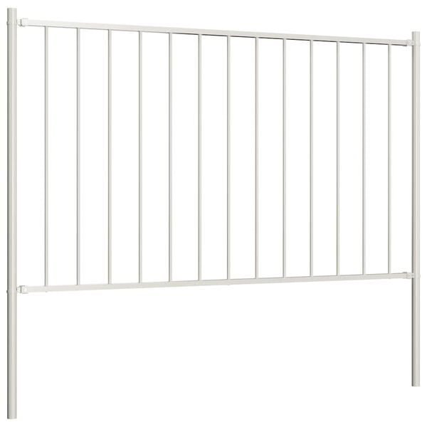 vidaXL Fence Panel with Posts Powder-coated Steel 5.6x2.5' White