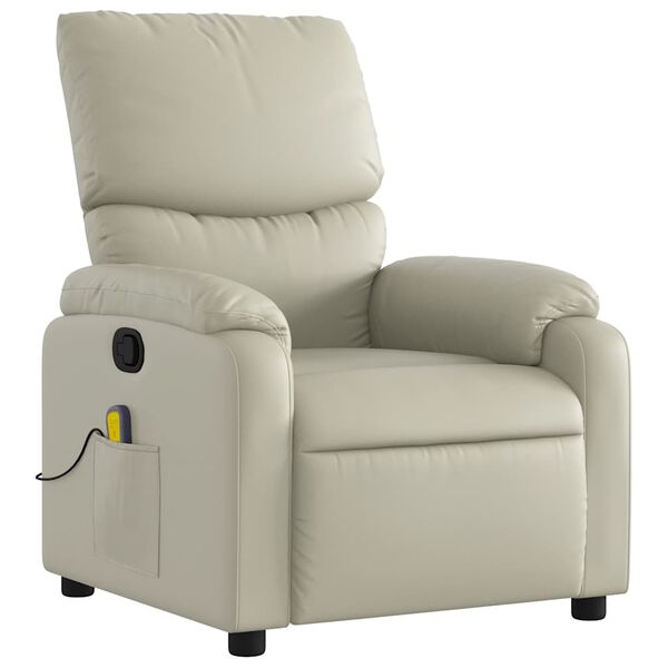 vidaXL Massage Recliner Chair Cream Faux Leather