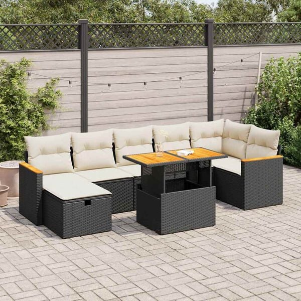 vidaXL Garden Sofa Set Black, White