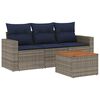 vidaXL 4 Piece Patio Sofa Set with Cushions Gray Poly Rattan