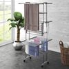 vidaXL 3-Tier Laundry Drying Rack with Wheels Silver 23.6"x27.6"x50.8"