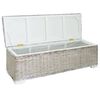 vidaXL Storage Box White 43.3 " Natural Kubu Rattan & Solid Wood Mahogany