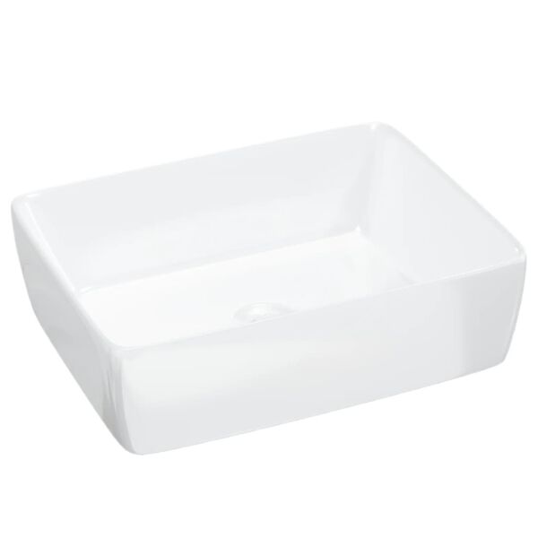 vidaXL Wash Basin White 18.9"x14.6"x5.1" Ceramic Rectangle