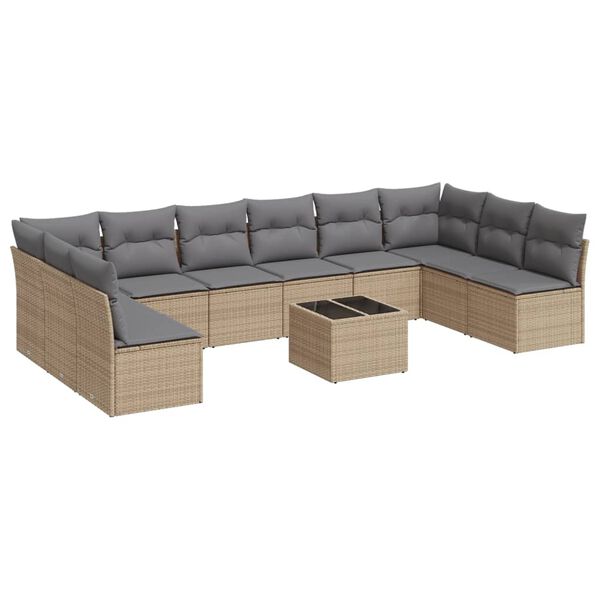 vidaXL Garden Sofa Set Beige, Light grey